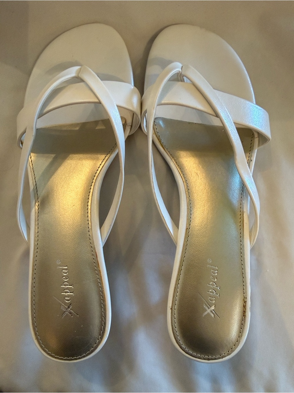 Xappeal White Cross-Strap Slide Sandals
